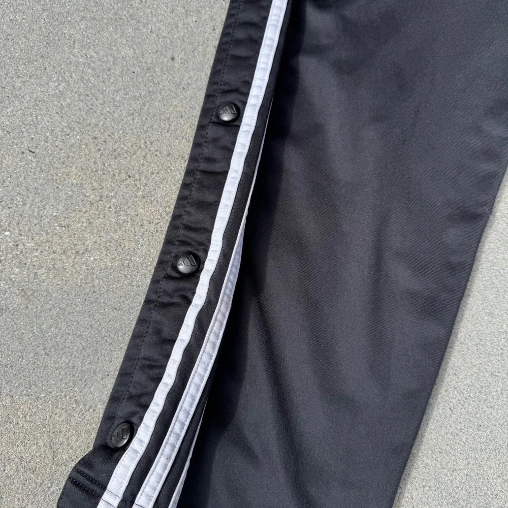 Adidas Mens Adibreak Snap Button Track Pants Black White Striped Large Retro‎